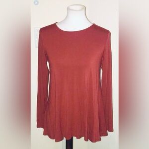 Eileen Fisher flowy long sleeved tunic rust colored